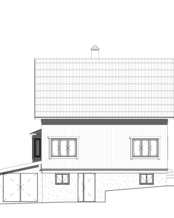 Kunden önskade sig en design som påminde mer om när huset uppfördes. För att uppnå detta fick huset komma ur sin eternit-kostym och få ny klädsel, förlängd kupa och en nydesignad veranda. Klassiska materialval som kopplade fönster, äkta tegelpannor, tak och plåtdetaljer i zink tillsammans med den vita träpanelen med hattläkt, för huset tillbaka i tiden. Även de vita räckena är designade i 10-20 tals stil.