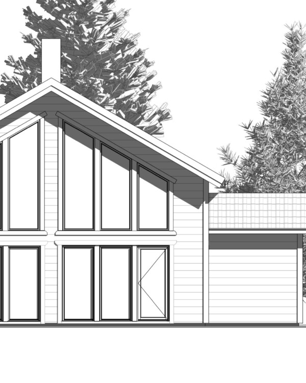 Denna moderna tappning på den klassiska fjällstugan beställdes av kund som ett fritidsboenden på en av Sveriges populära skidorter.
Huset är utvändigt klätt med svart panel och invändigt med en mörkbrun murrig panel. Den höga fönsterbeklädda gaveln vetter ut mot skidbacken och ger en vacker vidsträckt utsikt över landskapet från både allrummet och från loftets balkong. Den centrerade kaminen förstärker rummets höjd när det leder ögat upp.