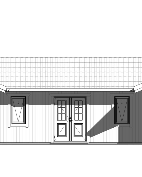Här byggs en villa med H-formad planlösning, perfekt för att få uppdelat husets olika funktioner och för att få en fin skyddad uteplats