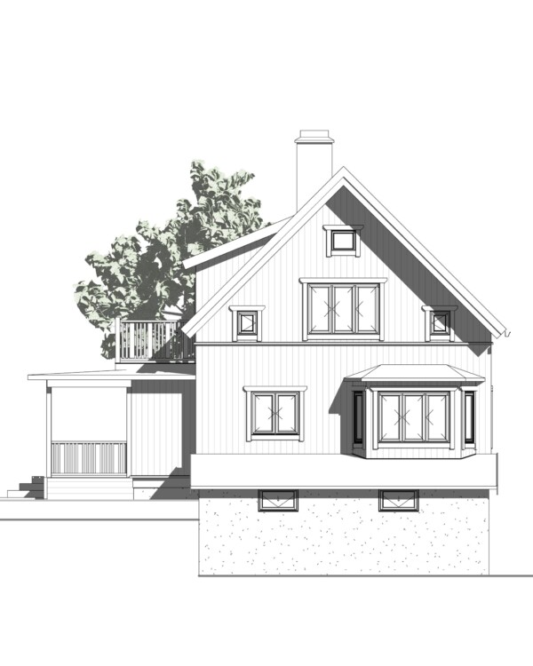 Kunden önskade sig en design som påminde mer om när huset uppfördes. För att uppnå detta fick huset komma ur sin eternit-kostym och få ny klädsel, förlängd kupa och en nydesignad veranda. Klassiska materialval som kopplade fönster, äkta tegelpannor, tak och plåtdetaljer i zink tillsammans med den vita träpanelen med hattläkt, för huset tillbaka i tiden. Även de vita räckena är designade i 10-20 tals stil.